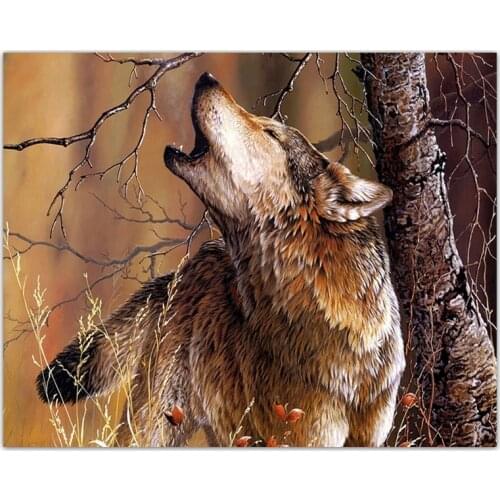 Full Square Round Drill Diamond Painting 5d Wolf roar DIY Diamond Embroidery Cross Stitch Animal Mosaic Home Decoration art