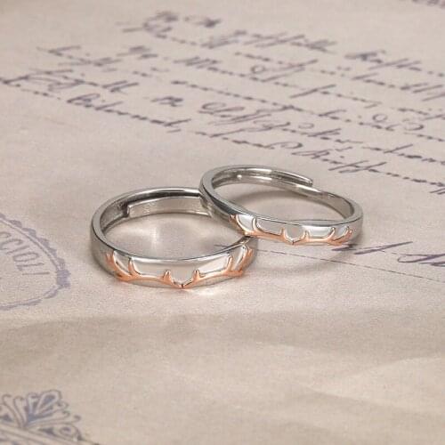 2021 Free Shipping Adjustable Size Animal Deer Lucky Antlers 925 Sterling Silver Ring For Fashion Girl Men Couple Jewelry Gift