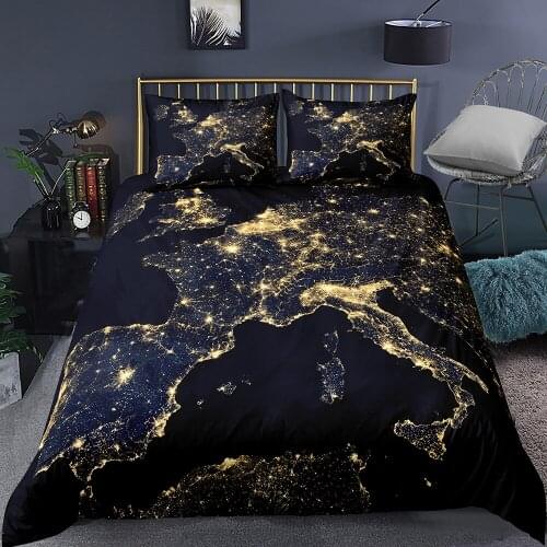 Fanaijia 3D Retro map bedding set queen size world map Duvet Cover winter bed set king size comforter set