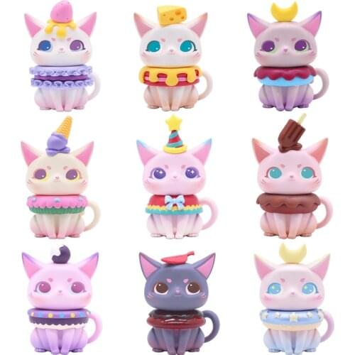 Surprise Doll Mio Teatime series Cat Cartoon Blind Box Random Box set Toys Figure Action Dessert Kawaii Cute Gifts For Girls