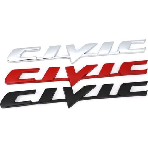 3D Metal Logo Car Sticker Chrome Emblem Badge Decals for Honda Civic Car Rear Tail Trunk Letter Auto Styling Accessories