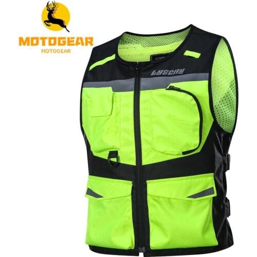 LYSCHY Hi-viz Moto Motorcycle Vest Riding Jacket Clothing Body Armor Man Biker Protection Motorbike Suit Waistcoat Racing Vests