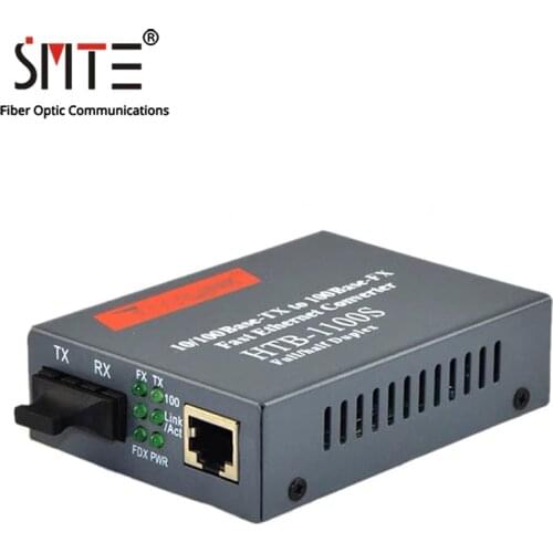 Single Mode Dual Fiber Optical Media Converter HTB-1100S 10/100Mbps RJ45 SC port with Power Supply