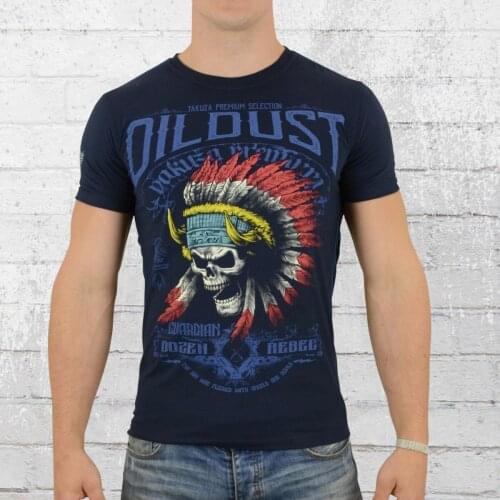 Yakuza Premium Mens T-Shirt Indian Skull Dark Blue Men 2405- O Neck Short Sleeves Boy Cotton Men