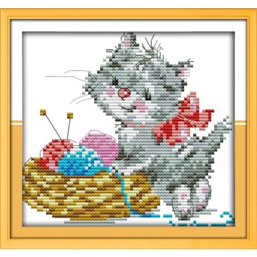 Embroidered kitten cross stitch kit 14ct 11ct count print canvas stitches embroidery DIY handmade needlework plus