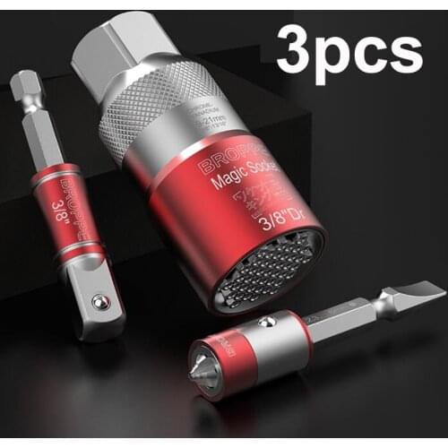 3pcs Universal Socket Wrench Set Phillips Slotted Screwdriver Bit Driver Socket Adapter Extension Torque Wrench Head Power Tools