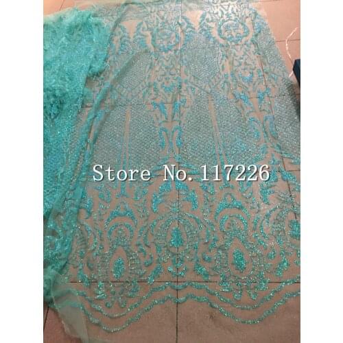 New design glued glitter african lace fabric JRB-52903 glued glitter sequins French tulle lace fabric