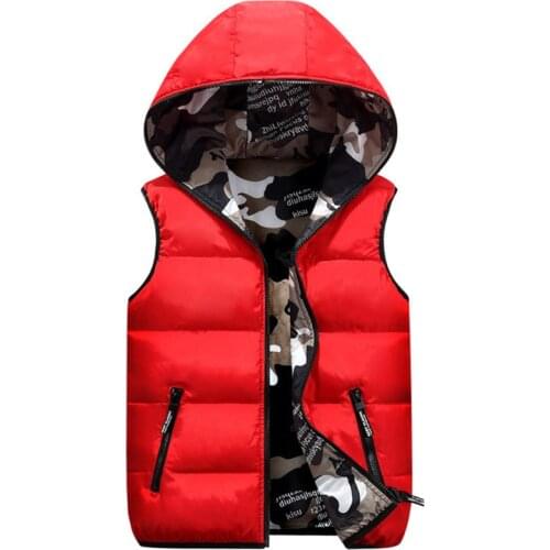 Parent-Child Outfits Camouflage Wear On Both Sides Cotton Vest Child Waistcoat Jacket For Winter Warm Casual Children Outerwear