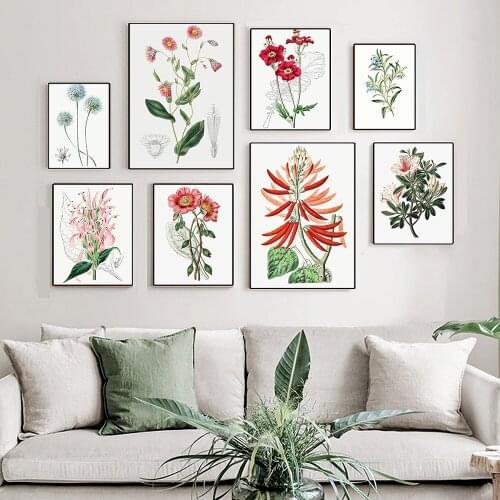 Dandelion Naked Coral Tree Vintage Poster Redmaids Flowers Rose Canvas Painting Nordic Abstract Wall Art Picture Bedroom Decor