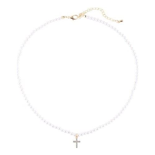 South Korea Summer Pearl Cross Necklace 2021 New Womens Niche Design Collar Chain Choker Fashion Womens Necklace