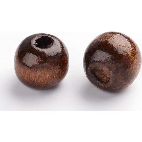 Pandahall Dyed Wood Beads for jewelry making bracelet necklace DIY crafts,Round,SaddleBrown,9x10mm,Hole: 3.5mm,about 3000pcs/1000g