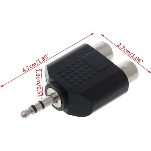 Gold Plated 3.5mm Stereo Audio Male Plug to 2 RCA female Jack Y Splitter Adapter Connector