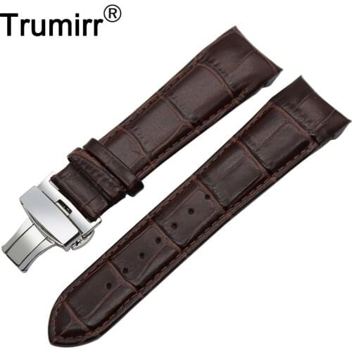 Calf Genuine Leather Watchband Arc Strap for Tissot 1853 T035 Watch Band Buterfly Buckle Strap Wrist Bracelet 22mm 23mm 24mm