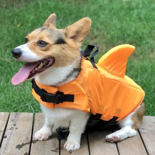 Dog Adjustable Life Jacket Safety Clothing Pet Summer Dog New Creative Shark Shape Light Swimming Clothes French Bulldog Vest