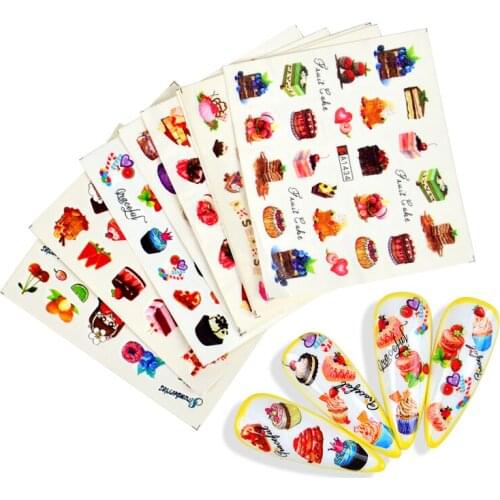 1 Sheet Summer Fruit Sliders For Nails Strawberry Cherry Cake Design DIY Polish Sticker Wraps Sweet Food Water Decals Manicure