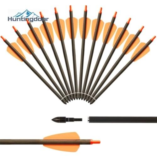 6/12/24 pcs Pure Carbon Crossbow Arrow 7.5inch Tactical Hunting archery Arrows Spine 350 Hard Small Bolts Steel Arrowhead