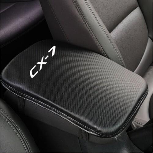 Carbon Fiber Texture Pu Leather Car Armrest Pad Auto Seat Armrests Box Pads For Mazda Cx7