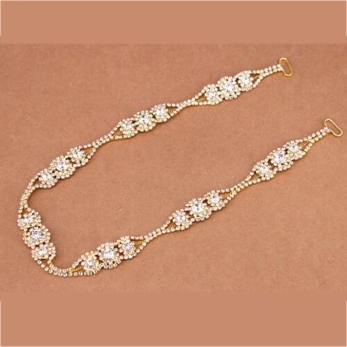Thin Gold Rhinestone Bridal Belt Bridesmaid Sash Crystal Wedding Belt Headband Women Dress Accessories