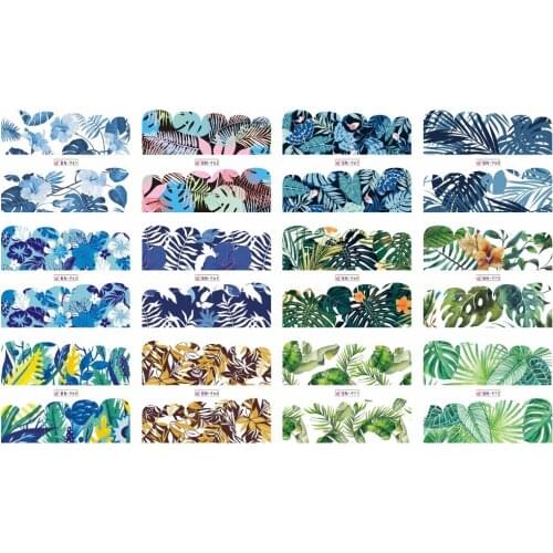 UPRETTEGO 12 PACKS / LOT NAIL ART BEAUTY WATER DECAL SLIDER NAIL TROPICAL PLANT TURTLE SHELL BAMBOO LEAF ANTHURA BN961-972