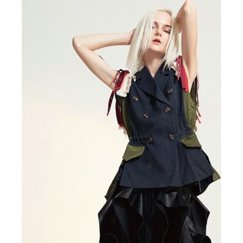 Geometric Embroidered Coat Trend Design Loose Patchwork Ladies Tassel Jacket 2021 Spring New Irregular Ribbon Splicing