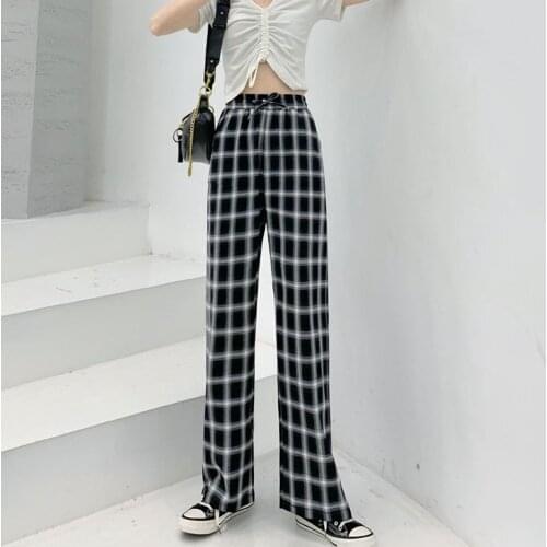 Harajuku Y2k Plaid Pants Women Oversize Wide Leg Trousers Female Korean Style Femme High Waist Checkered Spring Summer Pantalon
