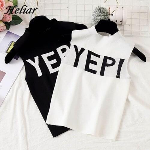 Women 2021 Summer Women Tops Knitting "YEP!" Printed Tops Sexy Beach Tops Female Casual ole Sleeveless Top Women