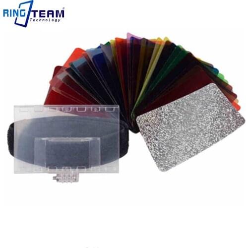 10 Sets/Lot CFA-30K 30 Colours Speedlite Color Gel Kit with Bag Barn-door Valcro Strap & Reflector for Sony Nikon Canon Lamp