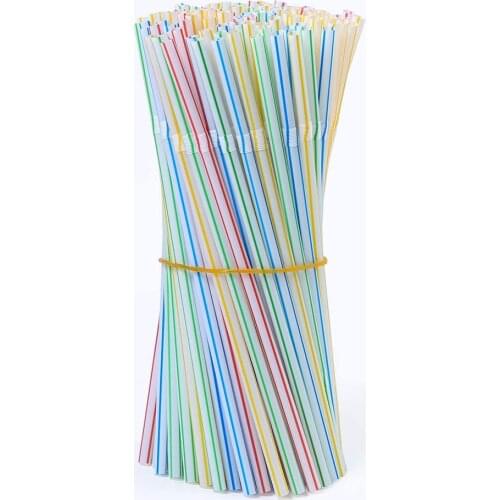 100/200/300pcs Plastic Drinking Straws 8 Inches Long Multi-Colored Striped Disposable Colored Rainbow Straw Straws Party Multi