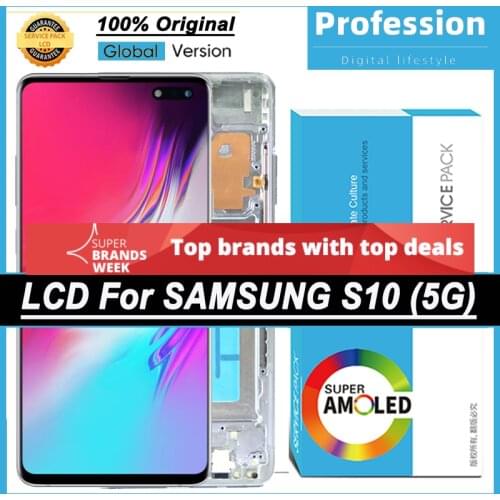 100% Original 6.7'' Display for Samsung Galaxy S10 5G G977B G977U G977N LCD Touch Screen Digitizer Repair Parts + Service Pack