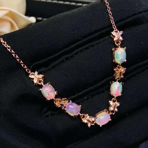 100% Natural And Real Opal bracelet Solid S925 Sterling Silver For Women Colour Gem Stone Rings Fine Jewelry