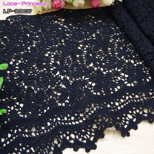2 yards 25CM black Polyester Hollow embroidery Lace DIY skirt hem costumes Accessories Sewing Edge Wedding lace trim DB037