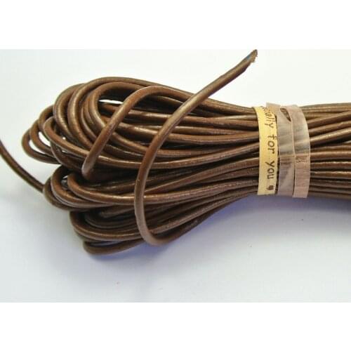 32.8 feet Coffee Round Real Leather Jewelry Cord 2mm