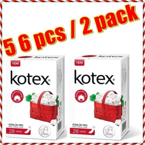 56 pcs. Kotex Women Menstrual Feminine Sanitary Pad Sanitary Napkin Tampons Long with wings Hygienic Natural Cotton &Bamboo
