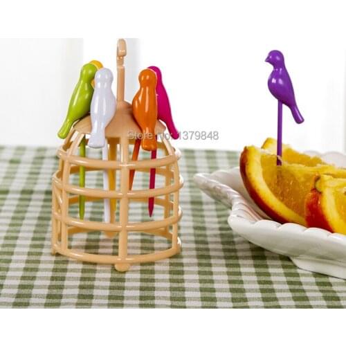 6PCS/SET Birdcage fruit fork set