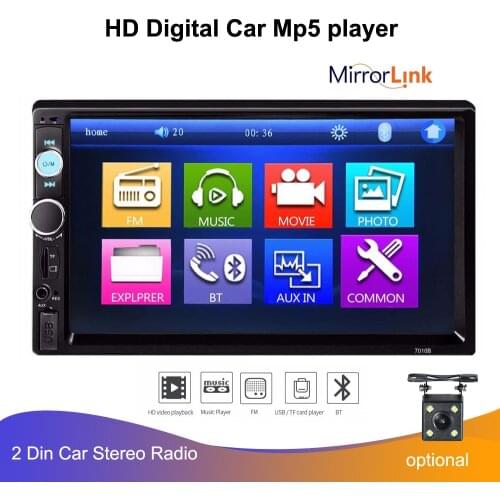 7" 2 DIN Car Radio Player HD auto Rear View Camera Bluetooth FM MP3 MP4 MP5 Audio Auto Electronics autoradio Mulitmedia player