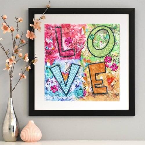 5D DIY Special Shaped Diamond Painting Love Letter Modern Pattern Partial Cross Stitch Mosaic Kits Home Wall Decoration for Room