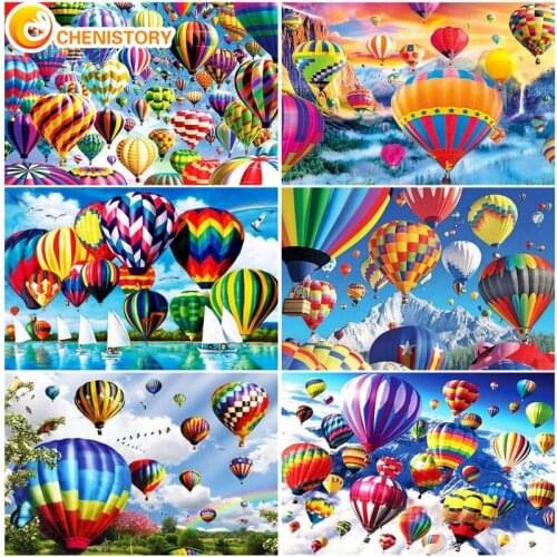 CHENISTORY 60x75 Painting By Numbers Diy Hot Air Balloon Landscape HandPainted Oil Painting Gift For Adults Children Art Picture