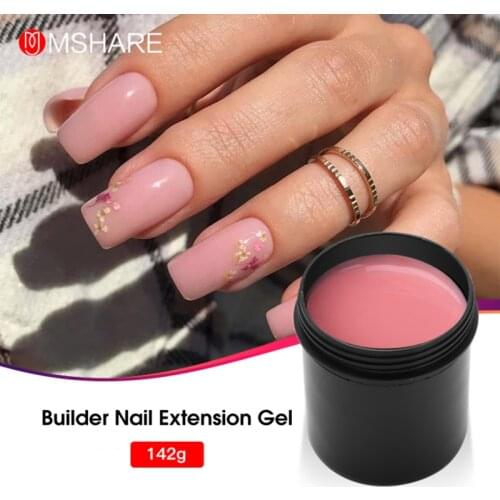 MSHARE Pink No Buring Heating Self Leveling Builder Gel Milky White Nude Nail Extension Clear 142g 150ml 5oz