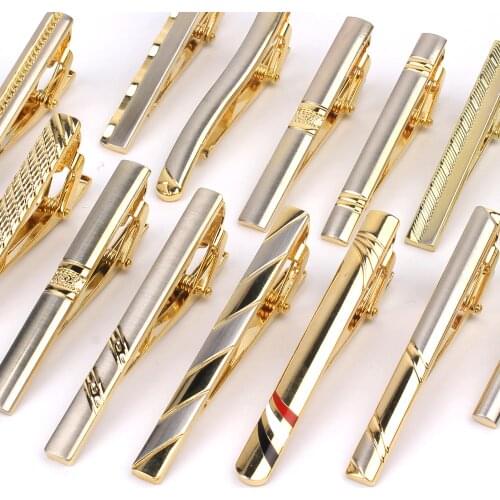 Goldren Tie Clip For Men Classic Meter Tie Clips Alloy Tie Bar Quality Enamel Tie Collar Pin Crystal Business Corbata
