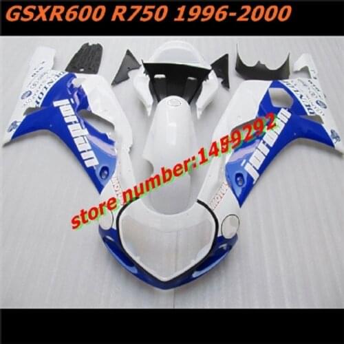 Custom white blue black motorcycle fairing for 1996 1997 1998 1999 2000 A GSXR600 GSXR750 GSXR 600 750 96 97 98 99 00