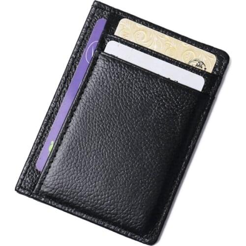 Quality Soft Business Fashion Id Credit Cards Holders for Men Ultrathin Genuine Leather Card Holder Black Brown
