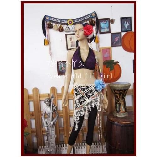 Lace Tribal Belly Dance Bra Top Halter Neck Gothic Gypsy Bohemian DJ46