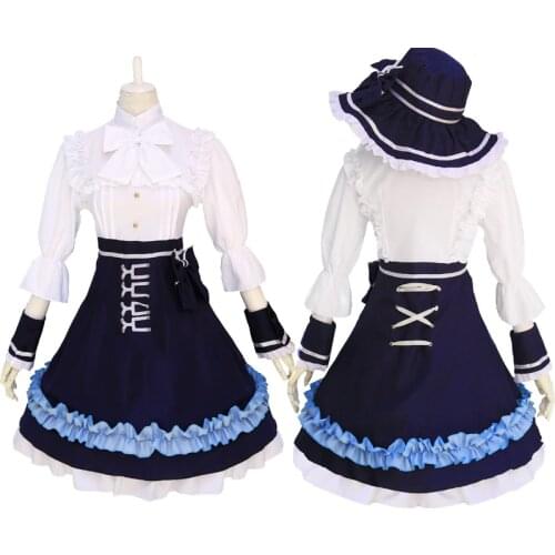 Game Identity V Gardener Emma Woods Cosplay Costume Cute Lolita Bowknot Lace Dress Long Sleeve with Hat Drop Ship
