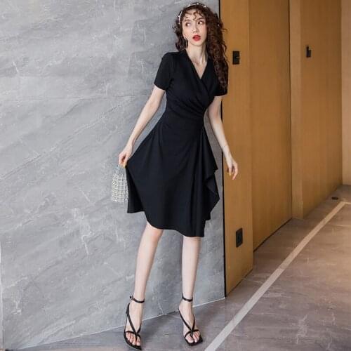 Summer New Black dress Fashion Women Temperament Sexy dress Midi Dress Ladies Banquet party Dress woman dress