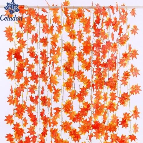Hot Selling!! 2.3m Windowill Autumn Leaves Garland Maple Leaf Vine Fake Foliage home garden Decoration