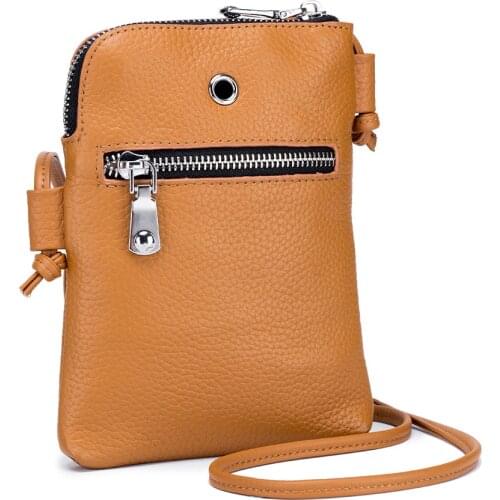Genuine Leather small bag womens new mini pure leather phone bag vertical All-match soft leather shoulder messenger bag
