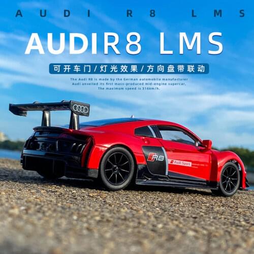 1/24 AUDI R8 LMS Alloy Racing Car Model Diecast Metal Toy Sports Car Model Sound and Light Collection Boys Toy For Children Gift