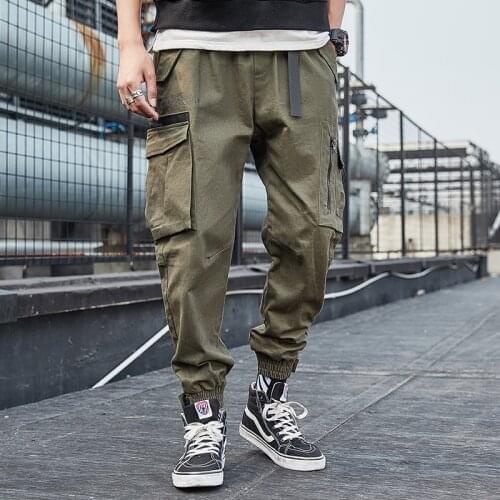 Fashion Men Clothing Hip Hop Sweat Pants Style Trousers Zipper Sweatpants Pocket Streetwear Men Joggers Track Casual Cargo Pants