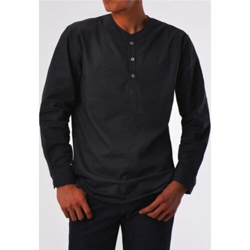 Men Shirt Button Long Sleeve V Neck Soft Solid Color Slim- Fit Casual Shirt Pullover Stylish Top Loose Fashion Streetwear