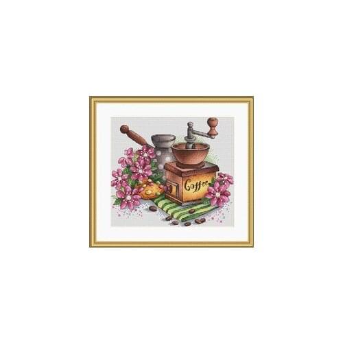 Coffee grinder 3 Needlework,For Embroidery,DIY 14CT Unprinted Arts Cross stitch kits Set Cross-Stitching Home Decor